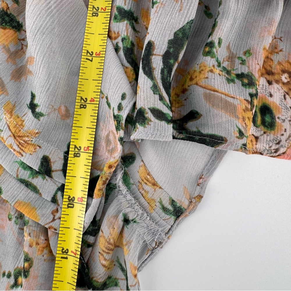 Anthropologie Maeve Magda‎ Gauze Floral Handkerchief Tunic Top Size Small Gray - Picture 10 of 10